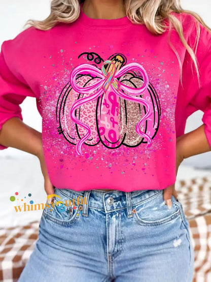 Women’s Breast Cancer Awareness Pink Pumpkin Sweatshirts Dark Pink / S