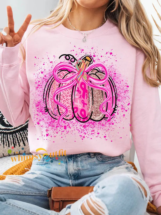 Women’s Breast Cancer Awareness Pink Pumpkin Sweatshirts Light Pink / S