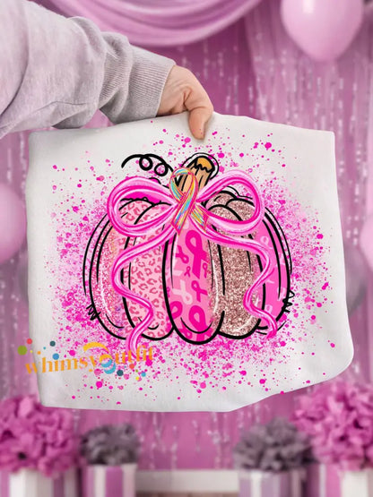 Women’s Breast Cancer Awareness Pink Pumpkin Sweatshirts White / S