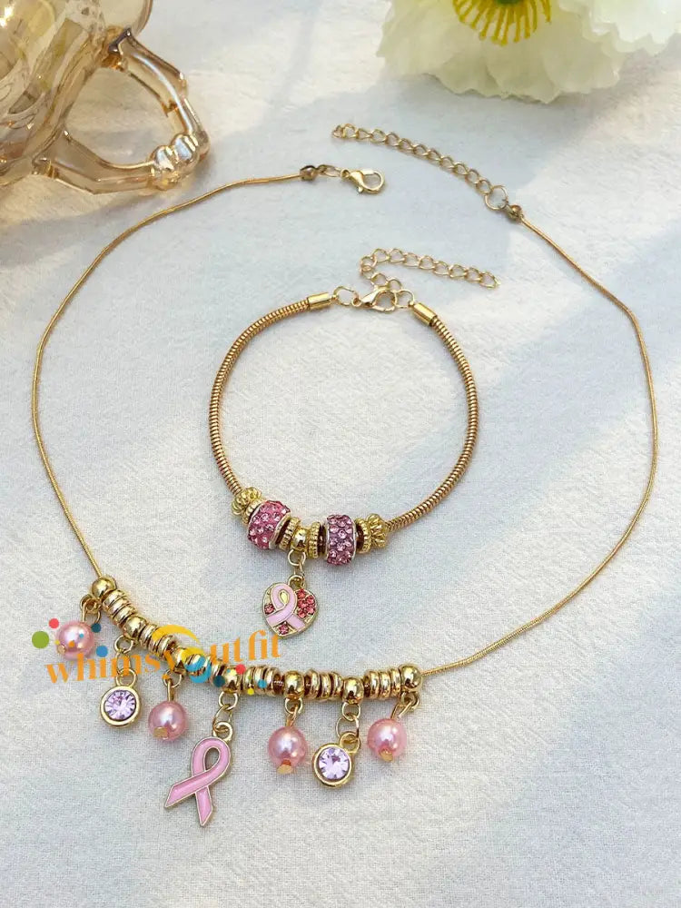 Women’s Breast Cancer Awareness Pink Ribbon Accessories As Picture / ONE