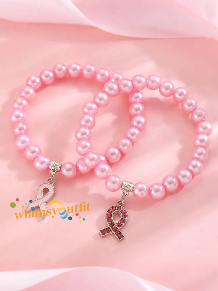 Women’s Breast Cancer Awareness Pink Ribbon Accessories D / ONE