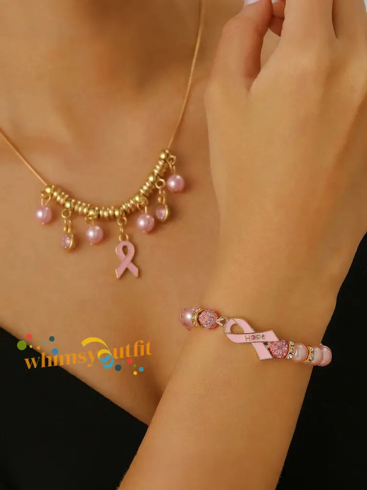 Women’s Breast Cancer Awareness Pink Ribbon Accessories White / ONE