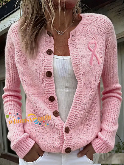 Women’s Breast Cancer Awareness Pink Ribbon Cardigans Pink / S