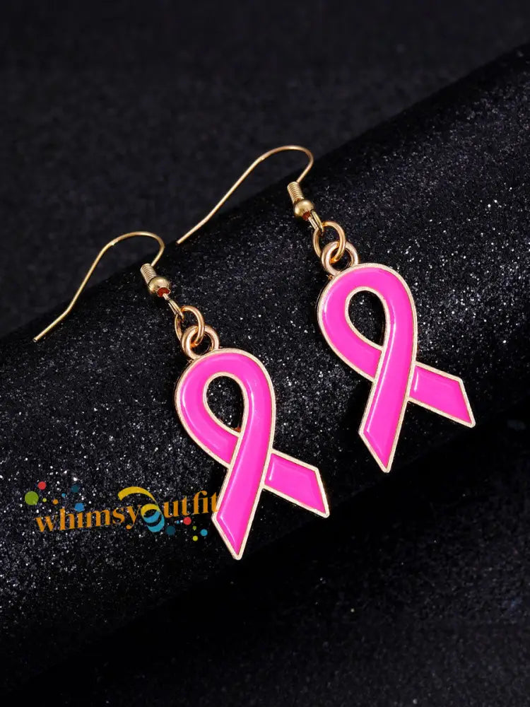 Women’s Breast Cancer Awareness Pink Ribbon Earrings Pink / ONE