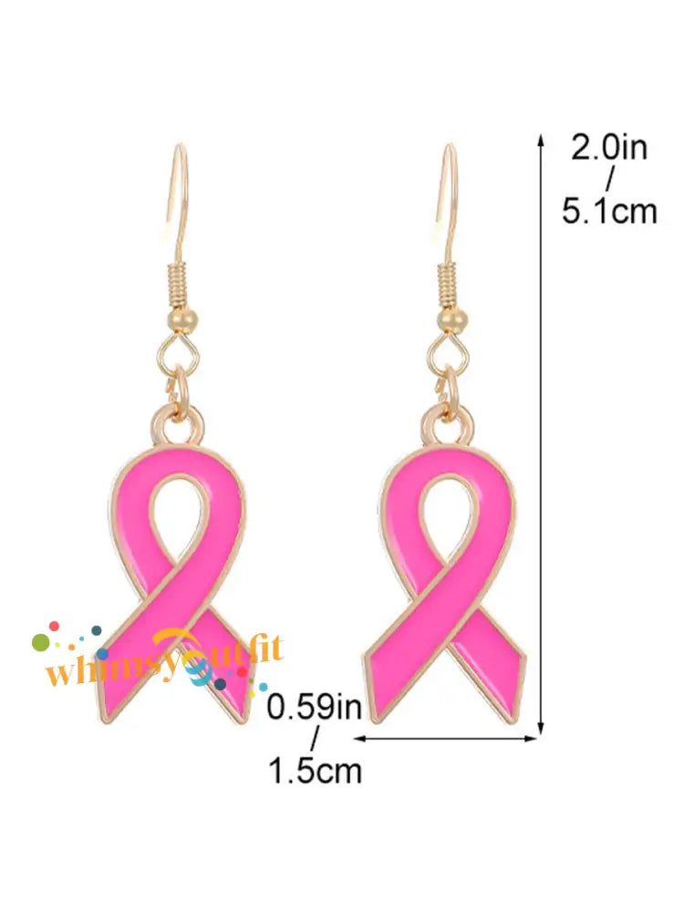 Women’s Breast Cancer Awareness Pink Ribbon Earrings Pink / ONE
