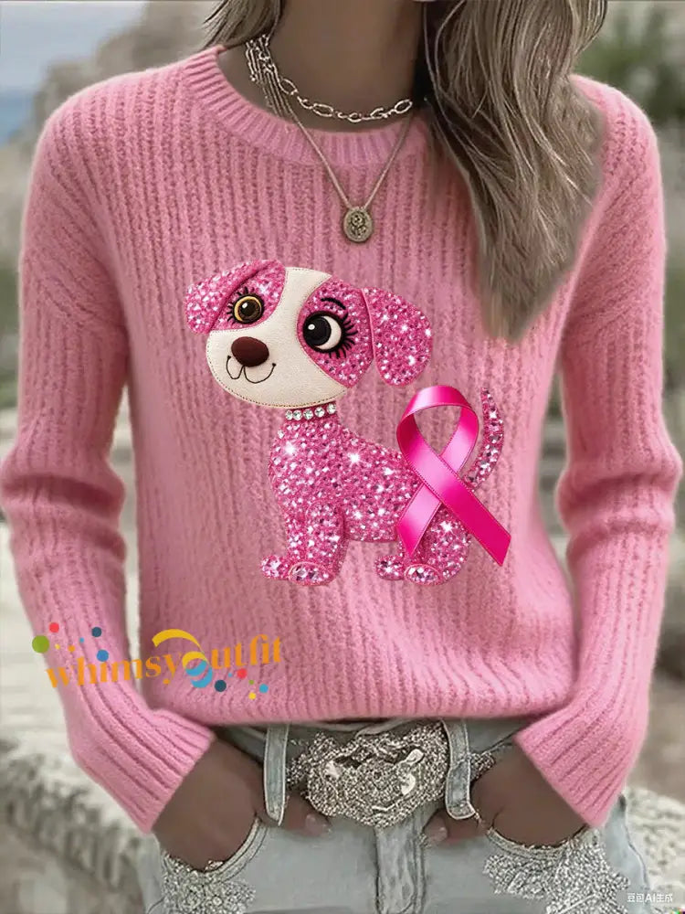 Women’s Breast Cancer Awareness Pink Ribbon Long Sleeve T shirt Pink / S
