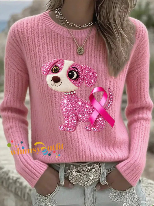 Women’s Breast Cancer Awareness Pink Ribbon Long Sleeve T shirt Pink / S