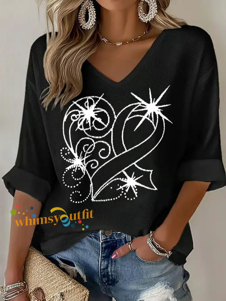Women’s Breast Cancer Awareness Pink Ribbon Print Casual T shirt Black / S