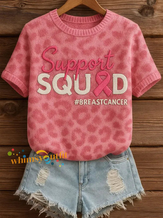 Women’s Breast Cancer Awareness Pink Ribbon Print Casual T shirt Pink / S