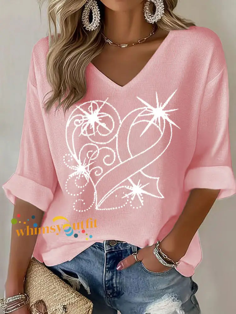 Women’s Breast Cancer Awareness Pink Ribbon Print Casual T shirt Pink / S