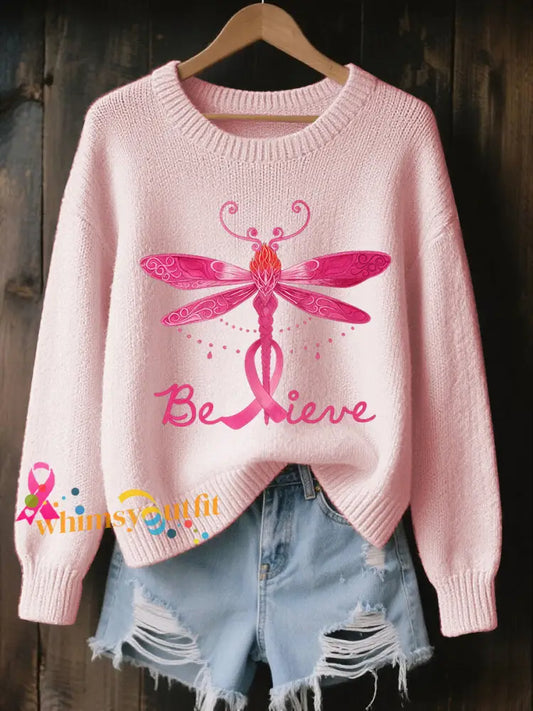 Women’s Breast Cancer Awareness Pink Ribbon Printed Sweatshirt Light Pink / S