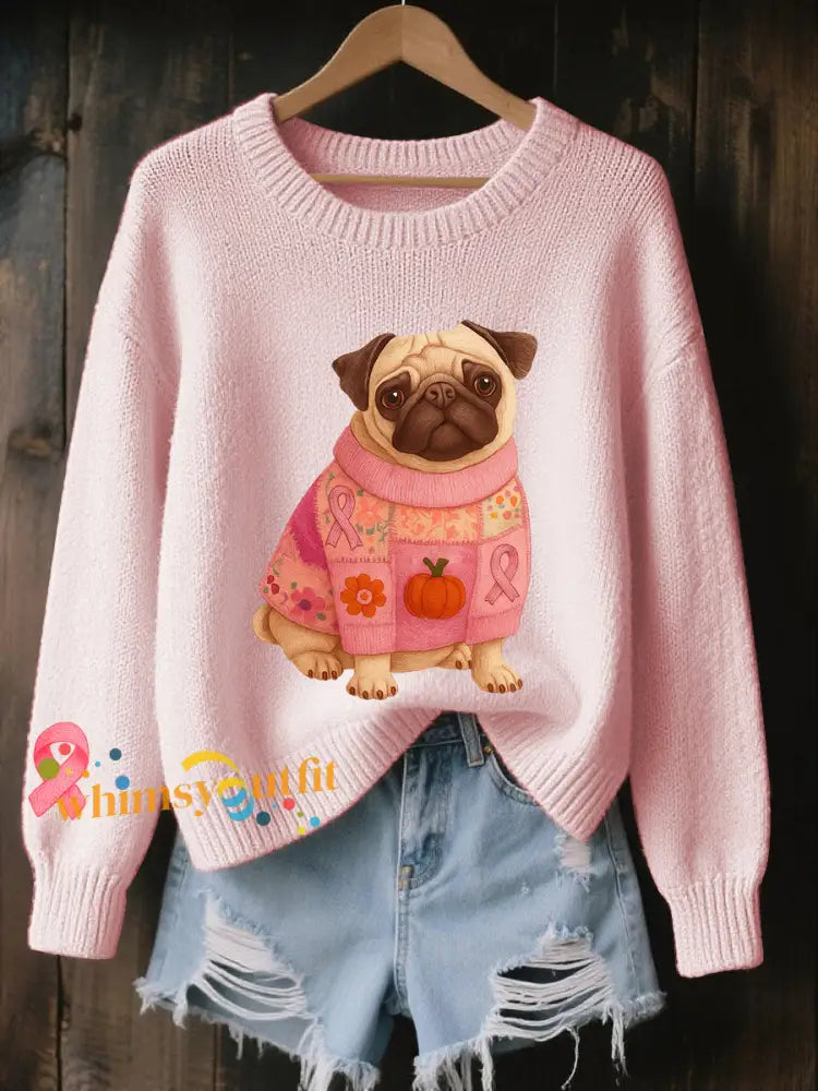 Women’s Breast Cancer Awareness Pink Ribbon Printed Sweatshirt Light Pink / S