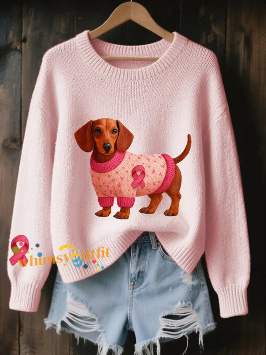 Women’s Breast Cancer Awareness Pink Ribbon Printed Sweatshirt Light Pink / S