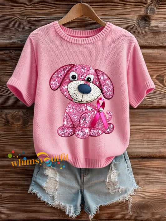 Women’s Breast Cancer Awareness Pink Ribbon Short Sleeve T shirt Pink / S