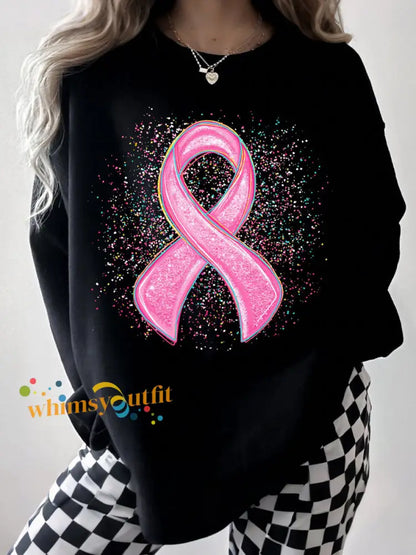 Women’s Breast Cancer Awareness Pink Ribbon Sweatshirts Black / S