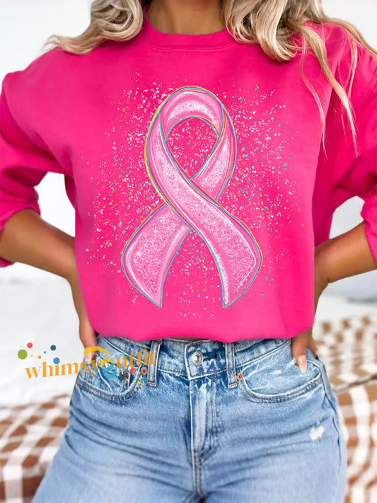 Women’s Breast Cancer Awareness Pink Ribbon Sweatshirts Dark Pink / S