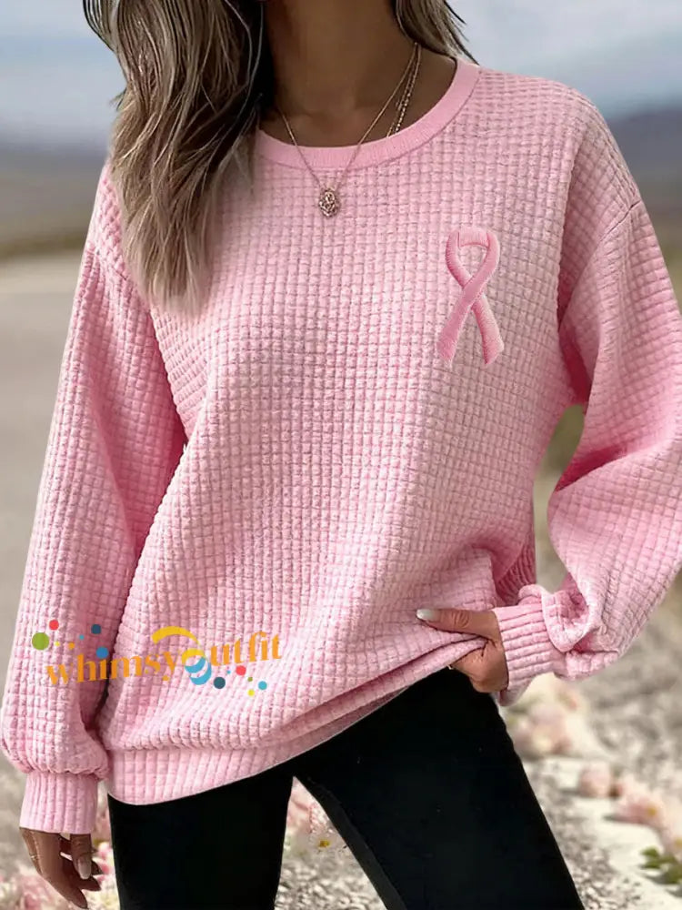 Women’s Breast Cancer Awareness Pink Ribbon Sweatshirts Pink / S