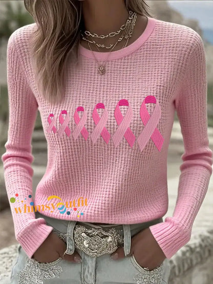 Women’s Breast Cancer Awareness Pink Ribbon Tops Pink / S