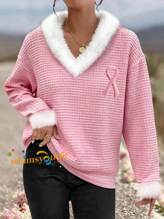 Women’s Breast Cancer Awareness Pink Ribbon Tops Pink / S