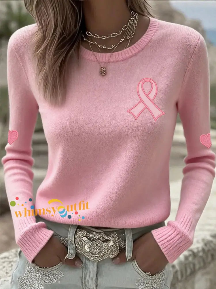 Women’s Breast Cancer Awareness Pink Ribbon Tops Pink / S