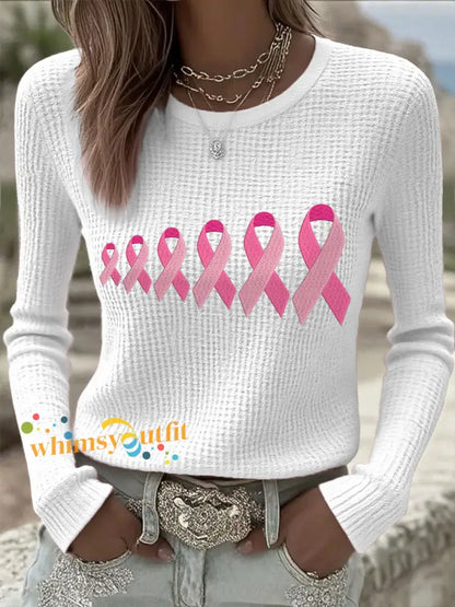 Women’s Breast Cancer Awareness Pink Ribbon Tops White / S