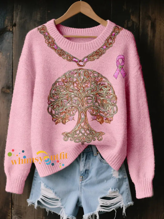 Women’s Breast Cancer Awareness Pink Ribbon Tree Tops Pink / S