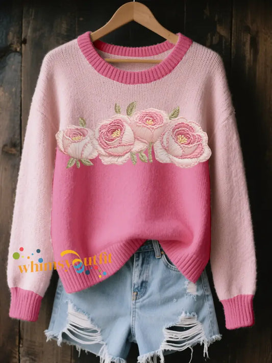Women’s Breast Cancer Awareness Pink Rose Tops Pink / S