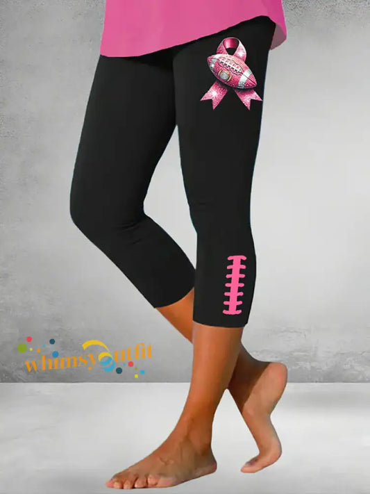Women’s Breast Cancer Awareness Print Casual Leggings Black / S