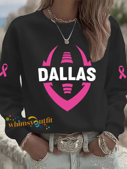 Women’s Breast Cancer Awareness Print Casual Sweatshirt Black / S
