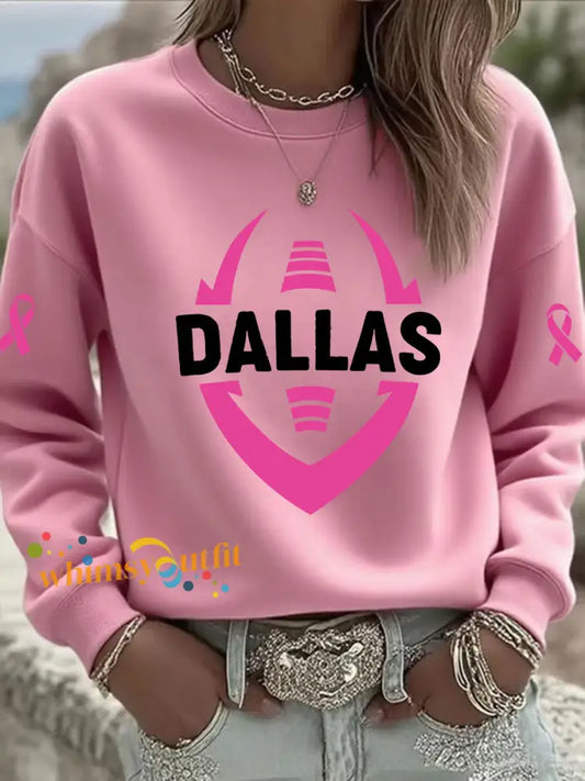 Women’s Breast Cancer Awareness Print Casual Sweatshirt Pink / S