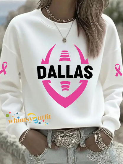 Women’s Breast Cancer Awareness Print Casual Sweatshirt White / S