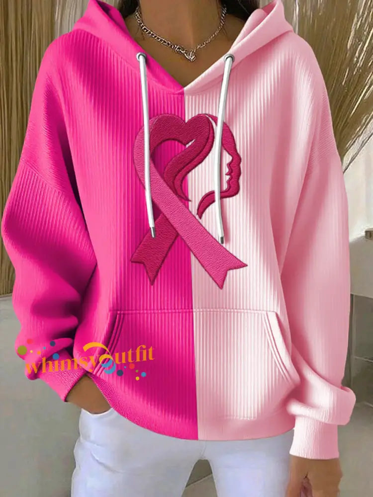 Women’s Breast Cancer Awareness Print Hoodie Pink / S