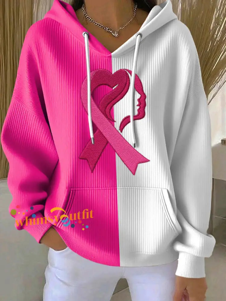 Women’s Breast Cancer Awareness Print Hoodie White / S