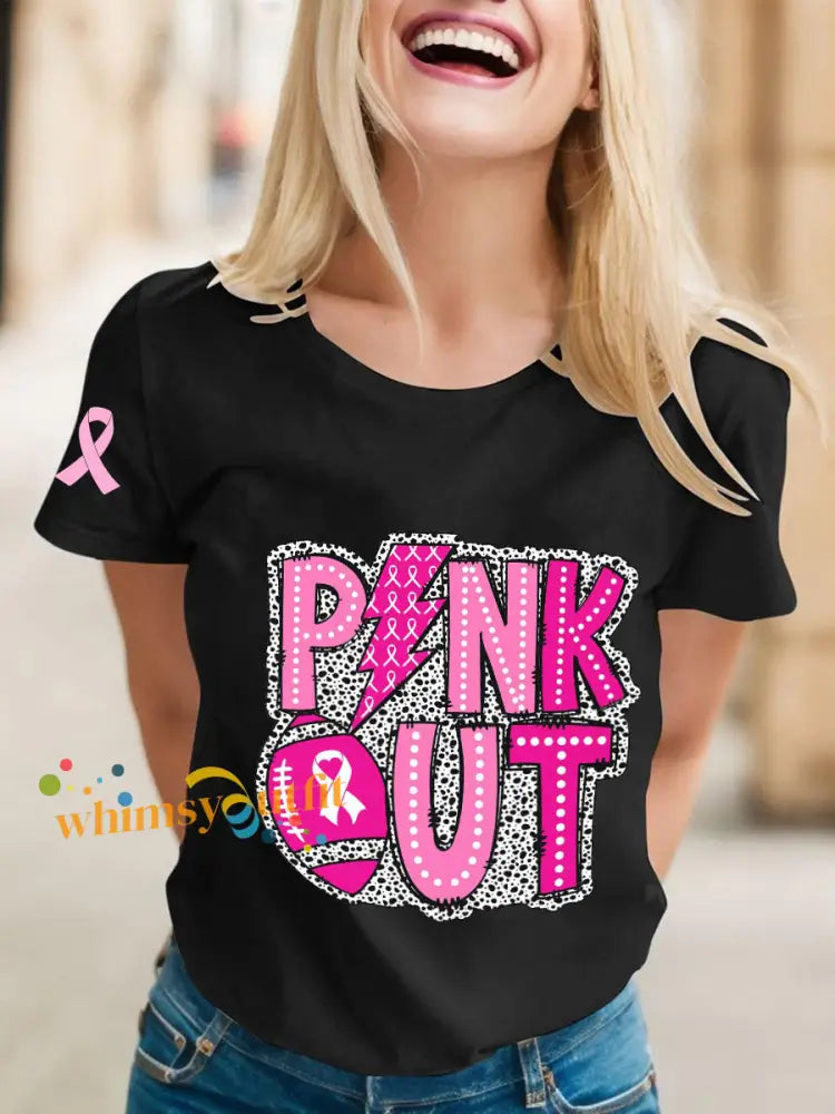 Women’s Breast Cancer Awareness Rugby T Shirts Black / S