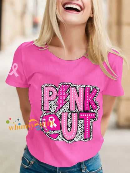 Women’s Breast Cancer Awareness Rugby T Shirts Dark Pink / S