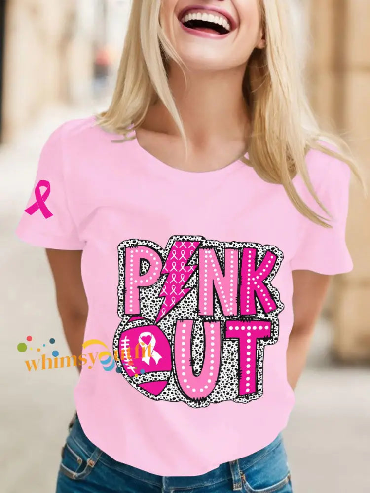 Women’s Breast Cancer Awareness Rugby T Shirts Light Pink / S