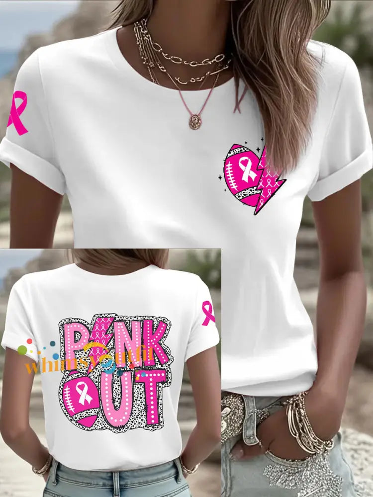 Women’s Breast Cancer Awareness Rugby T Shirts White / S