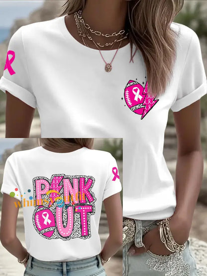 Women’s Breast Cancer Awareness Rugby T Shirts White / S