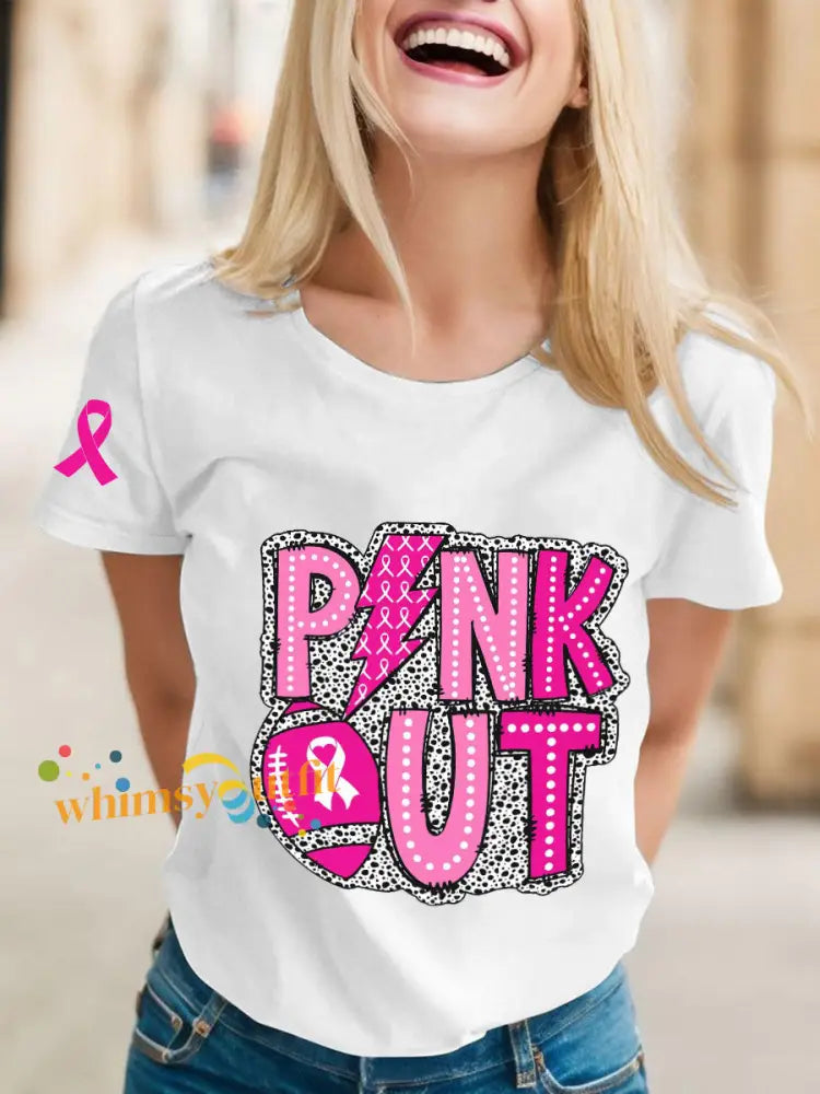 Women’s Breast Cancer Awareness Rugby T Shirts White / S