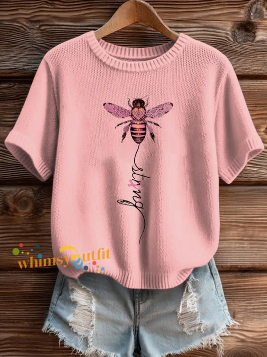 Women’s Breast Cancer Awareness Strong Knit Top Light Pink / S