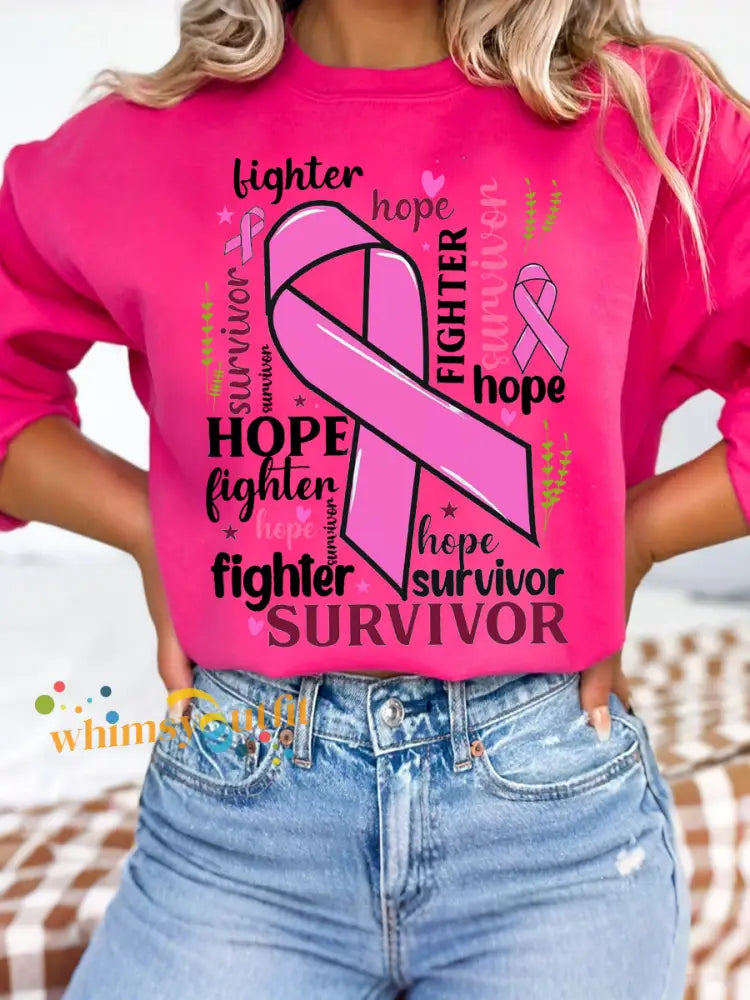 Women’s Breast Cancer Awareness Sweatshirts Dark Pink / S