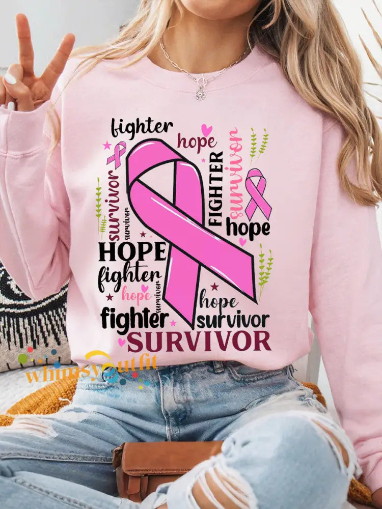 Women’s Breast Cancer Awareness Sweatshirts Light Pink / S