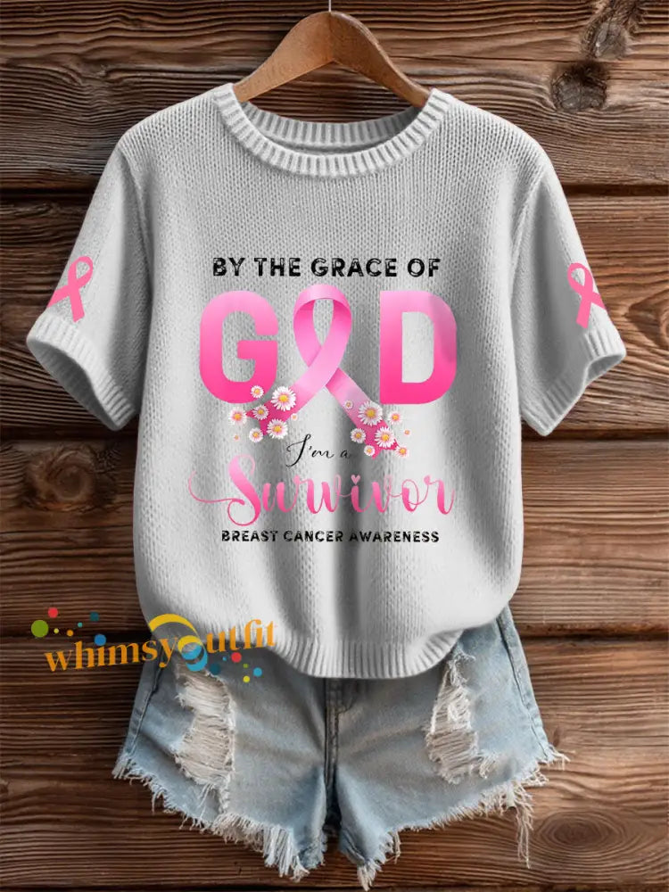 Women’s Breast Cancer Awareness T Shirt Light Gray / S