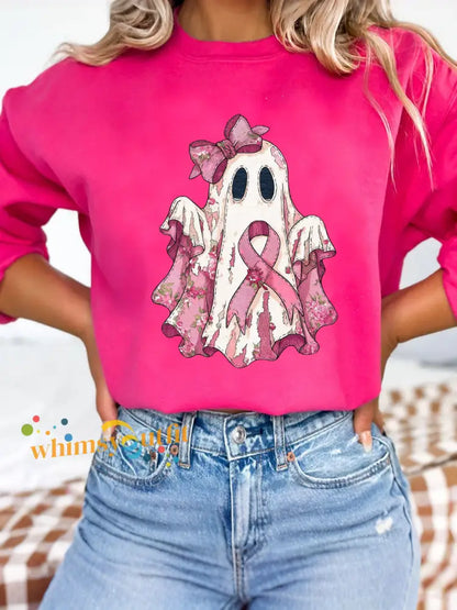 Women’s Breast Cancer Ghost Sweatshirts Dark Pink / S