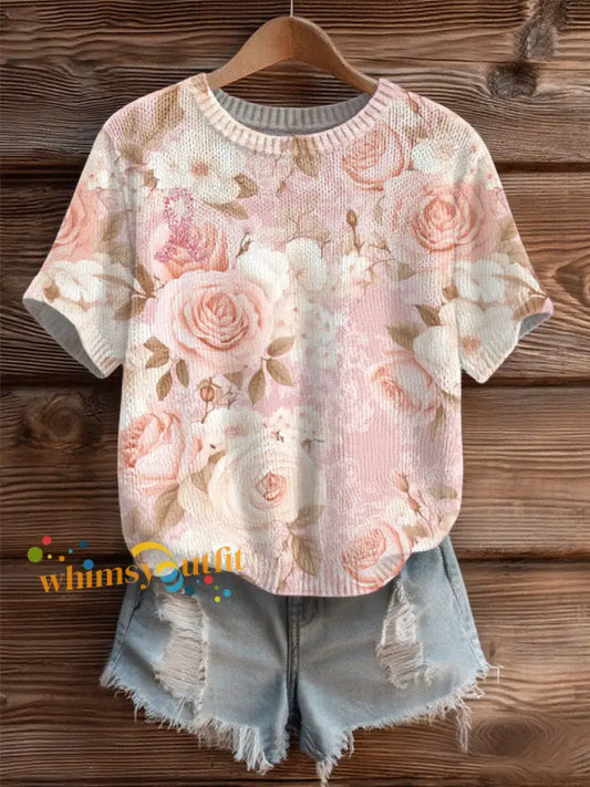 Women’s Breast Cancer Pink Cozy Knit Sweater As picture / S