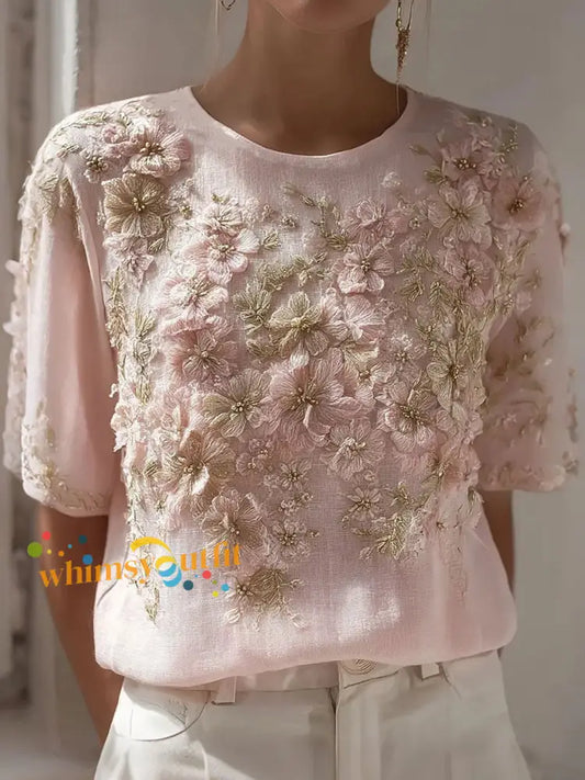 Women’s Breast Cancer Pink Floral Tops Pink / S