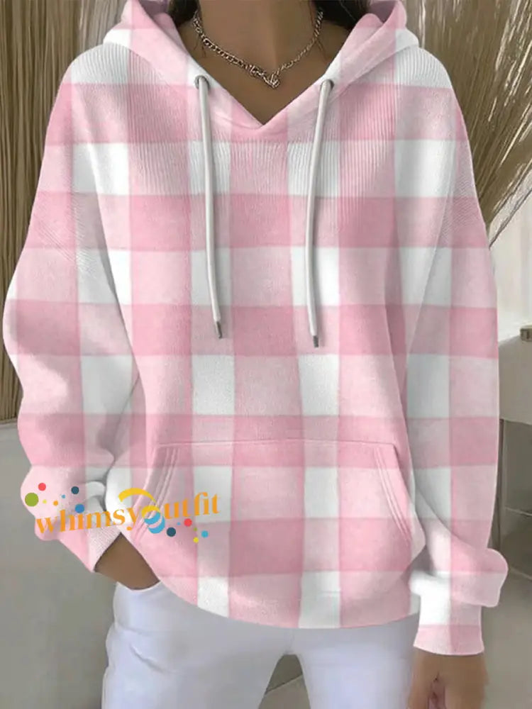 Women’s Breast Cancer Pink Print Casual Hoodie As picture / S