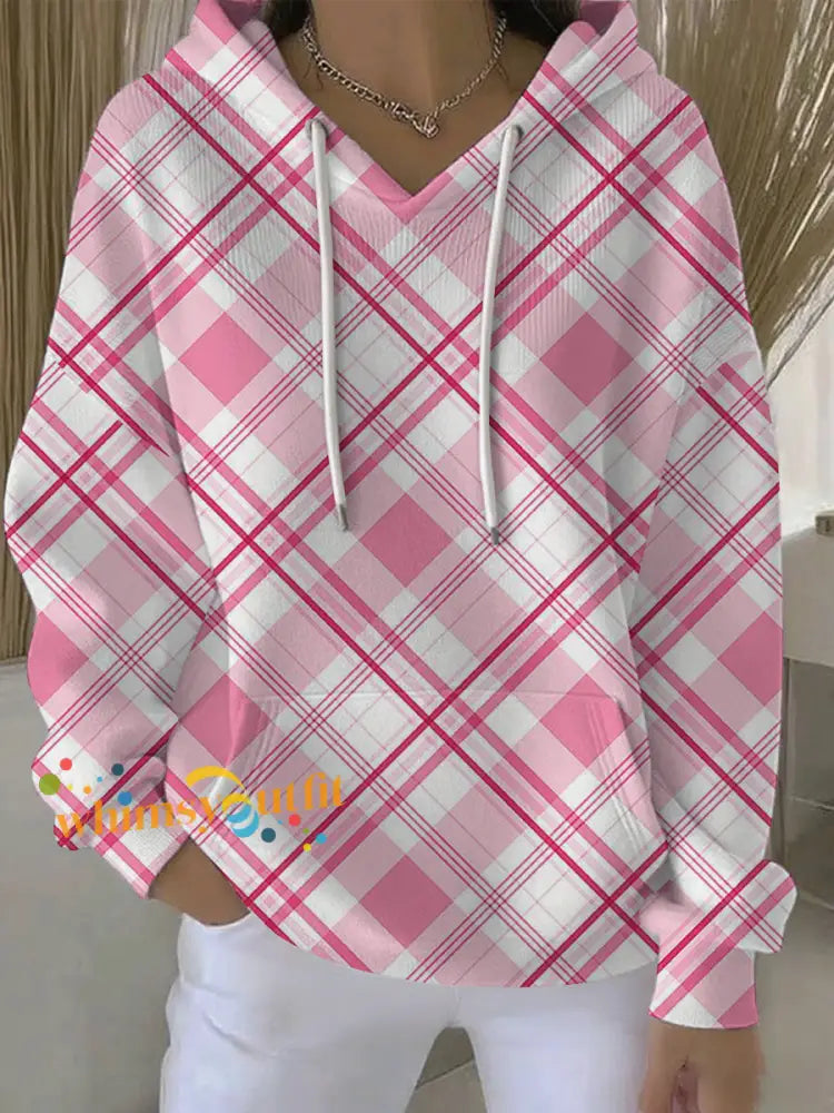 Women’s Breast Cancer Pink Print Casual Hoodie As picture / S