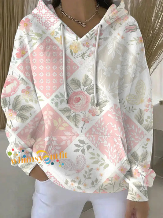 Women’s Breast Cancer Pink Print Casual Hoodie As picture / S