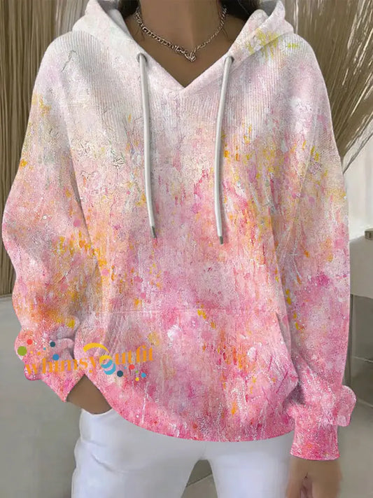 Women’s Breast Cancer Pink Print Casual Hoodie As picture / S